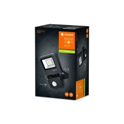Ledvance LED Strålkastare Endura Svart 10W 800lm 100D - 830 Varm Vit | IP44 - Rörelse- och ljussensor - Symmetrisk