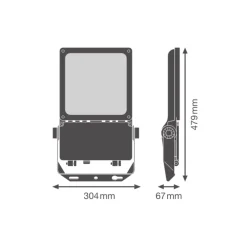 Ledvance LED Strålkastare Flex Vit 80W 11500lm 55x120D - 830 Varm Vit | IP66 - Dali Dimbar - Asymmetrisk