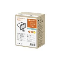 Ledvance LED Strålkastare Kompakt Svart 10W 900lm 100D - 830 Varm Vit | IP65 - Symmetrisk - Rörelse- och ljussensor