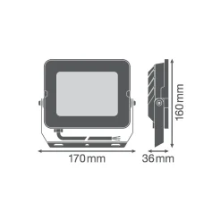 Ledvance LED Strålkastare Kompakt Svart 50W 4500lm 100D - 830 Varm Vit | IP65 - Symmetrisk