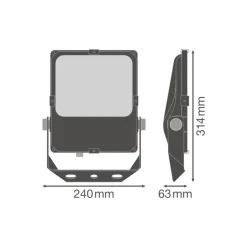 Ledvance LED Strålkastare Performance Svart 50W 6300lm 55x110D - 840 Kallvit | IP66 - Asymmetrisk