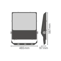 Ledvance LED Strålkastare Performance 290W 38200lm 55x110D - 840 Kallvit | IP66 - Dali Dimbar - Asymmetrisk