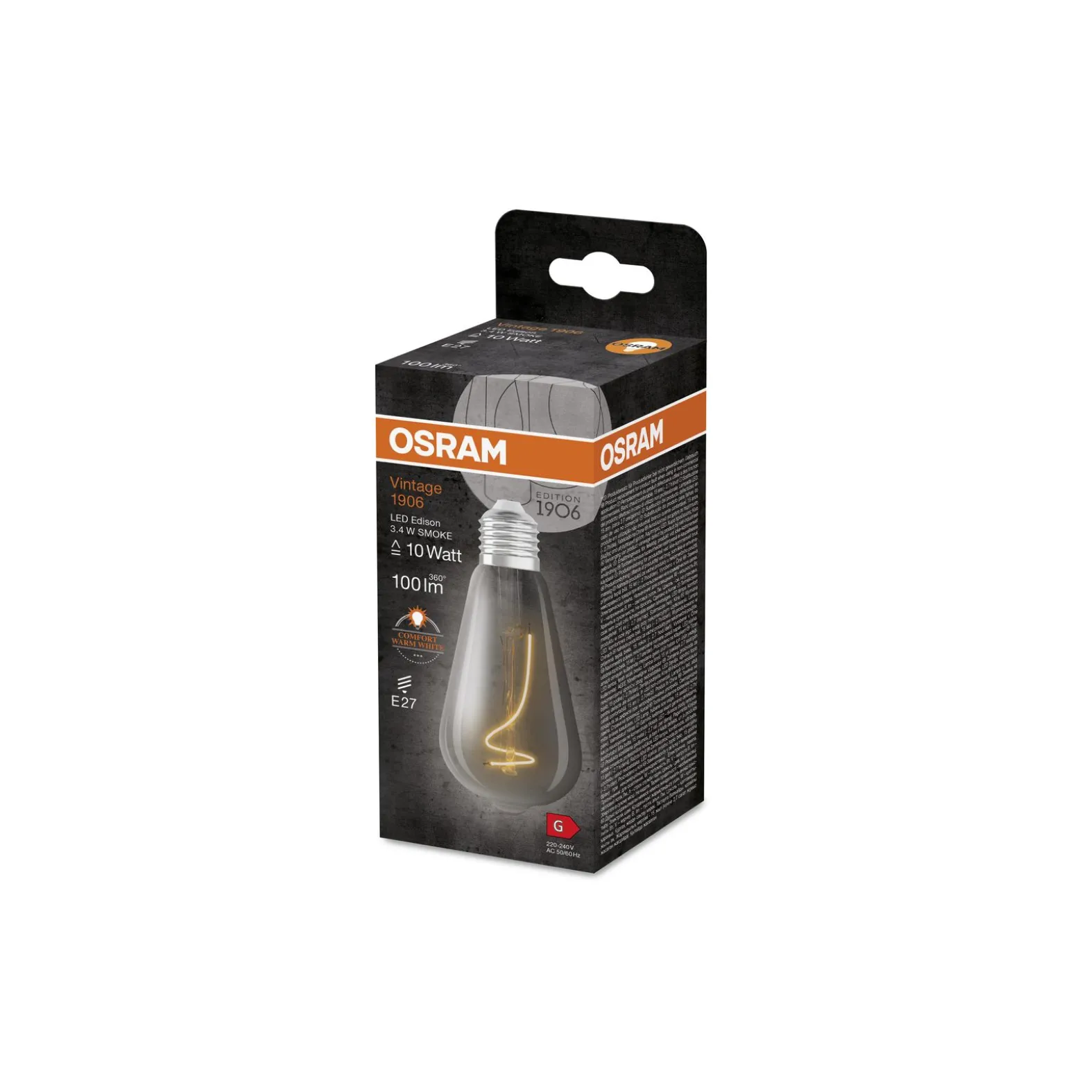 Ledvance LED Vintage 1906 E27 Edison Filament Smokey 3.4W 100lm - 818 Extra Varm Vit