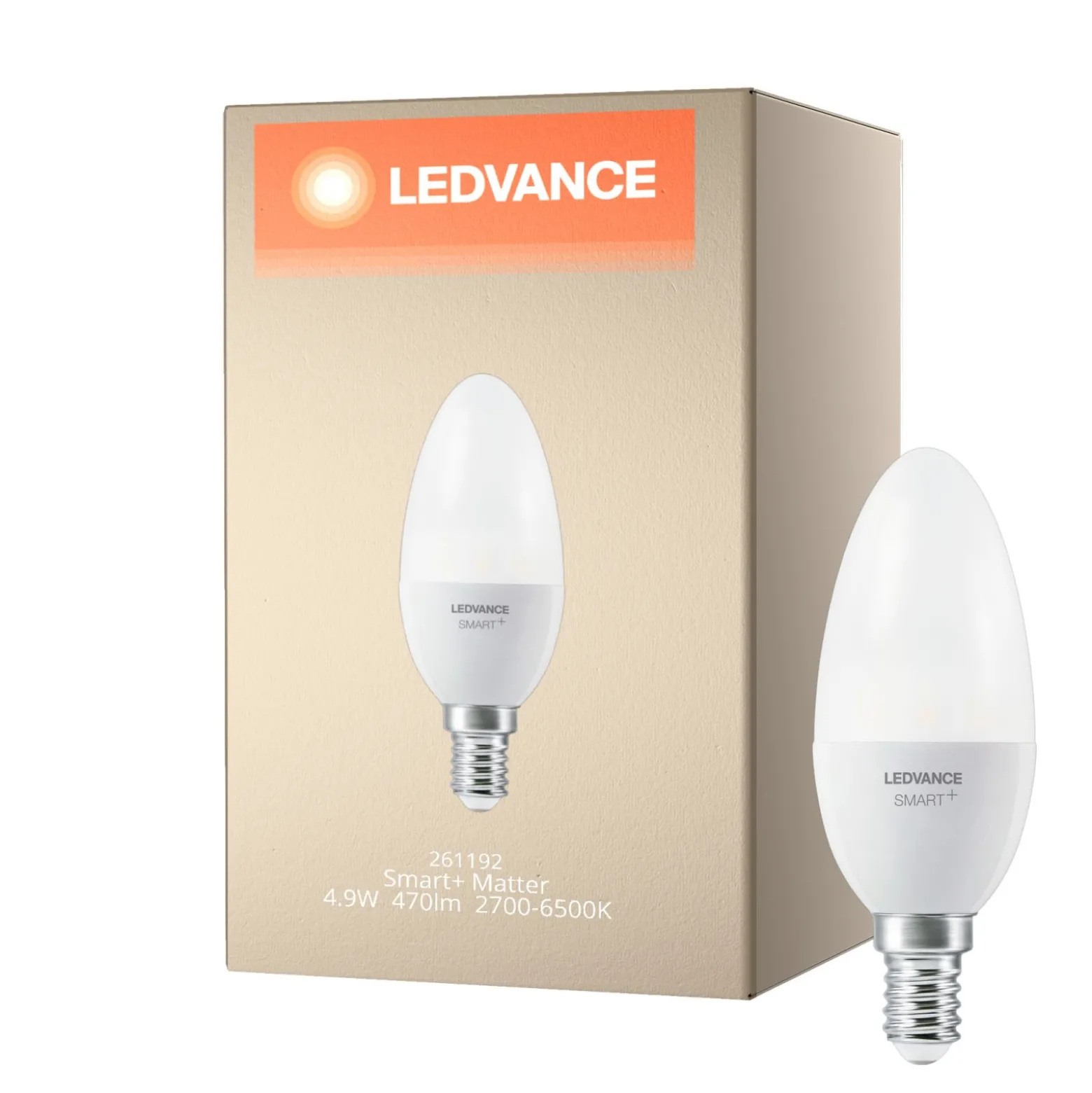 Ledvance Smart+ Matter E14 B40 4.9W 470lm - 827-865 Justerbar Vit | RGBW - Dimbar - Ersättare 40W