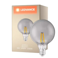 Ledvance Smart+ Wifi E27 Globe Classic Filament Rökig 6W 540lm - 825 Extra Varm Vit | Dimbar - Ersättare 50W