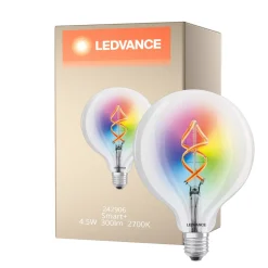 Ledvance Smart+ Wifi E27 Globe Classic Filament 4.5W 300lm - 827 Extra Varm Vit | RGBW - Ersättare 30W