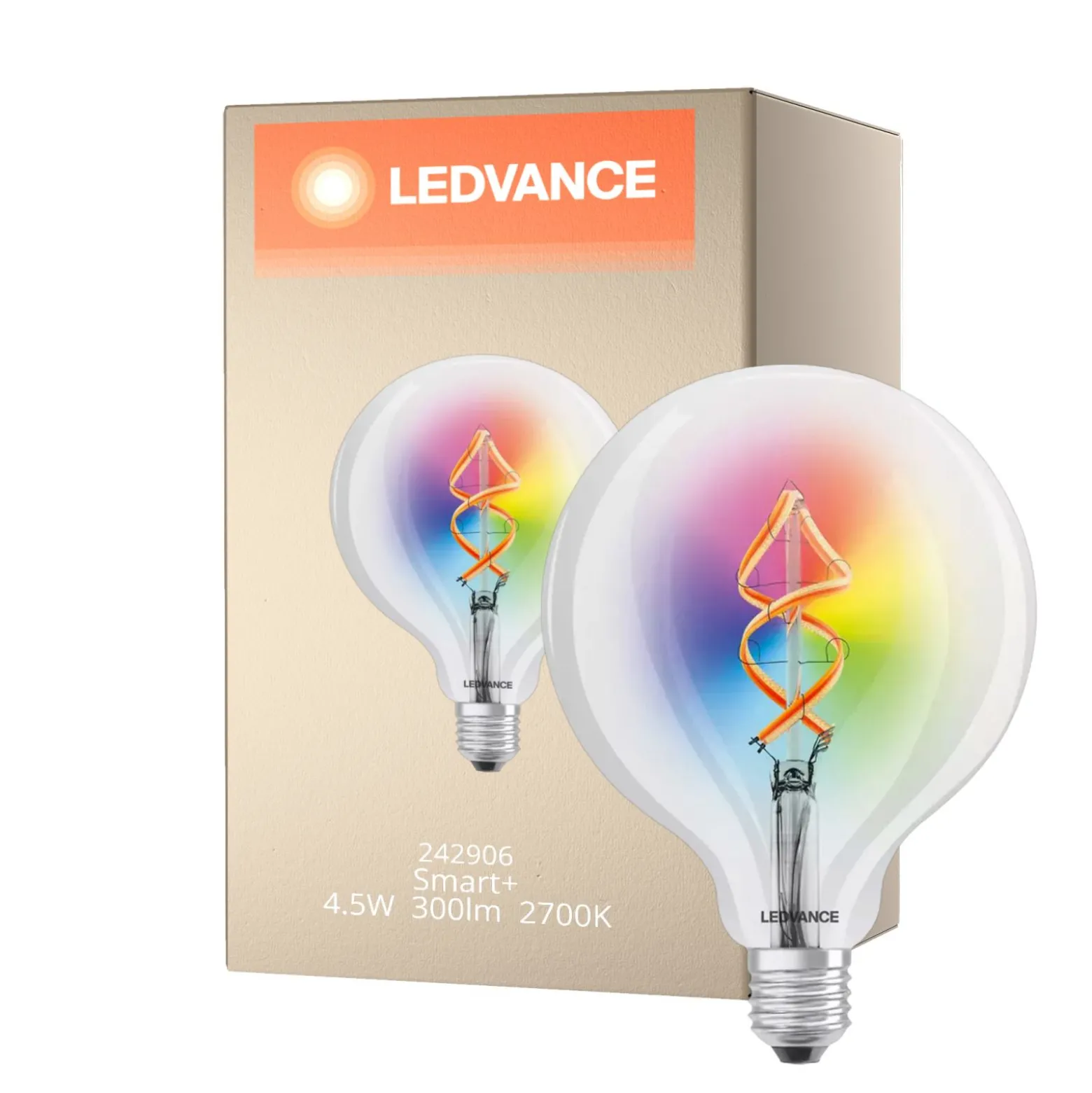 Ledvance Smart+ Wifi E27 Globe Classic Filament 4.5W 300lm - 827 Extra Varm Vit | RGBW - Ersättare 30W
