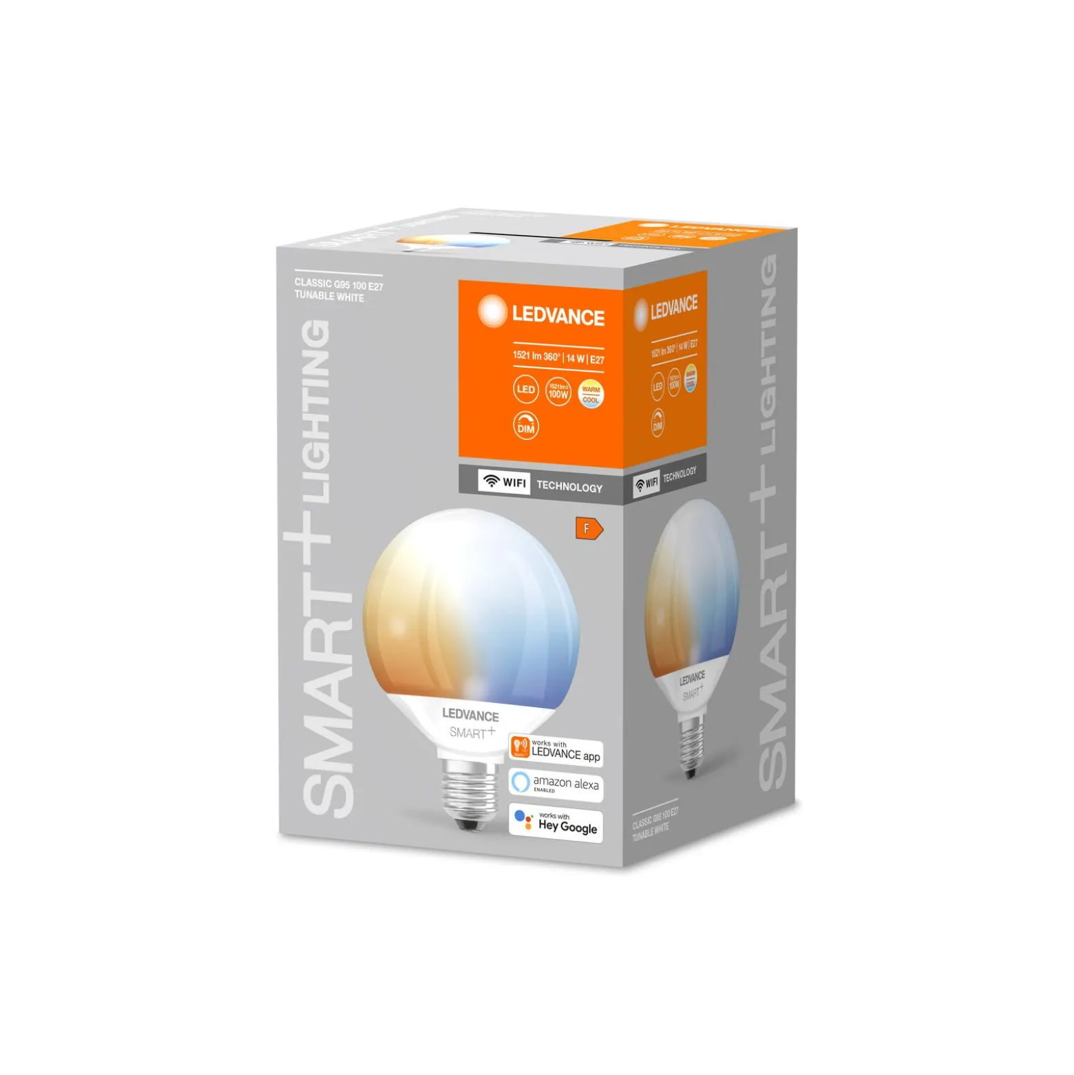 Ledvance Smart+ Wifi E27 Globe 16W 1521lm - 827-865 Justerbar Vit | Dimbar - Ersättare 100W