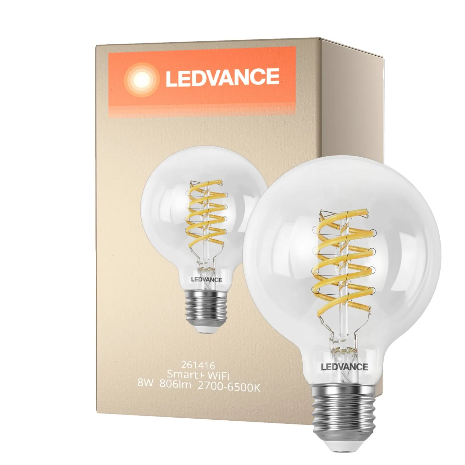 Ledvance Smart+ Wifi E27 G80 8W 806lm - 827-865 Justerbar Vit | Dimbar - Ersättare 60W