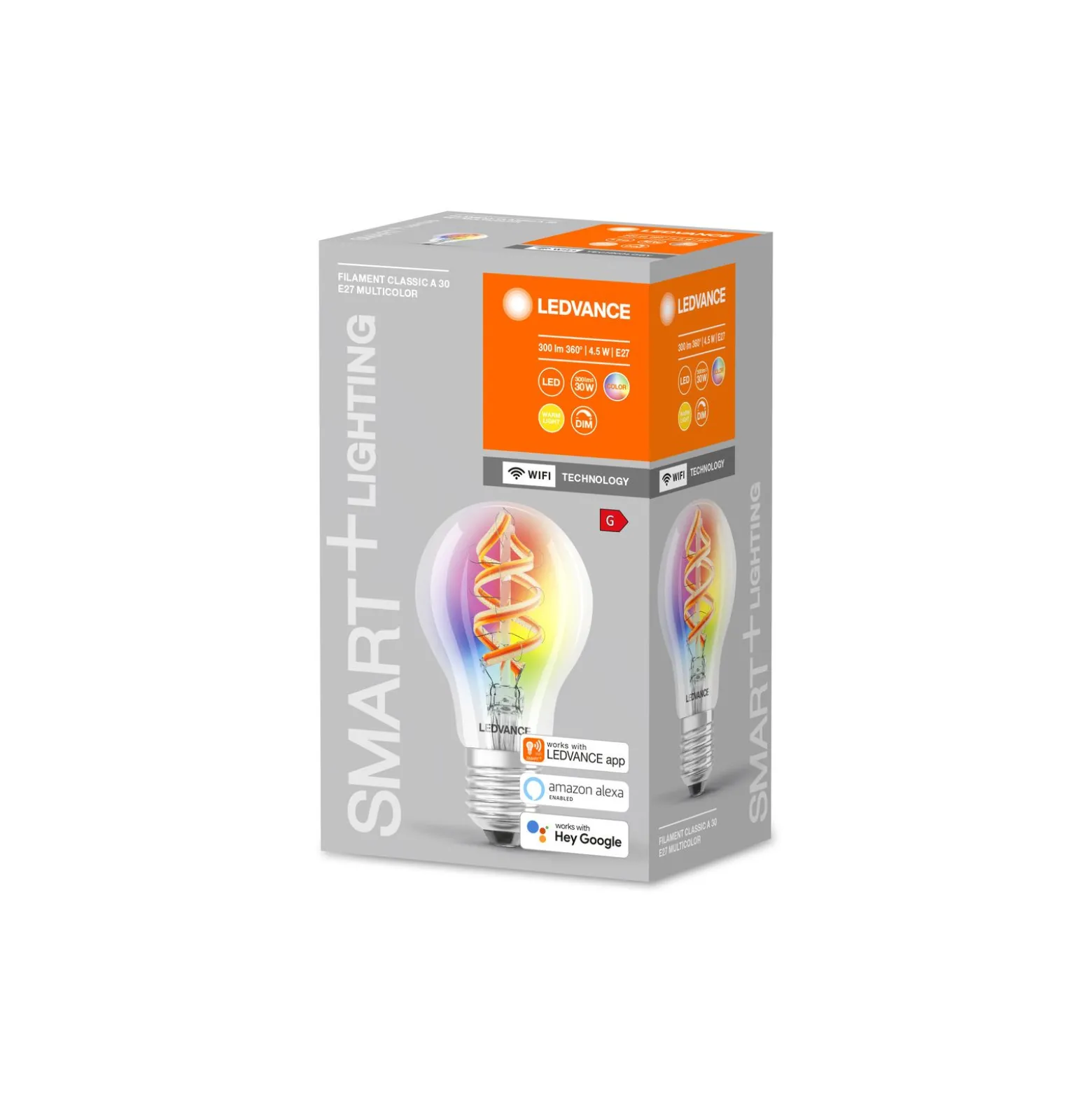 Ledvance Smart+ Wifi E27 Päron Classic Filament 4.5W 300lm - 827 Extra Varm Vit | RGBW - Ersättare 30W