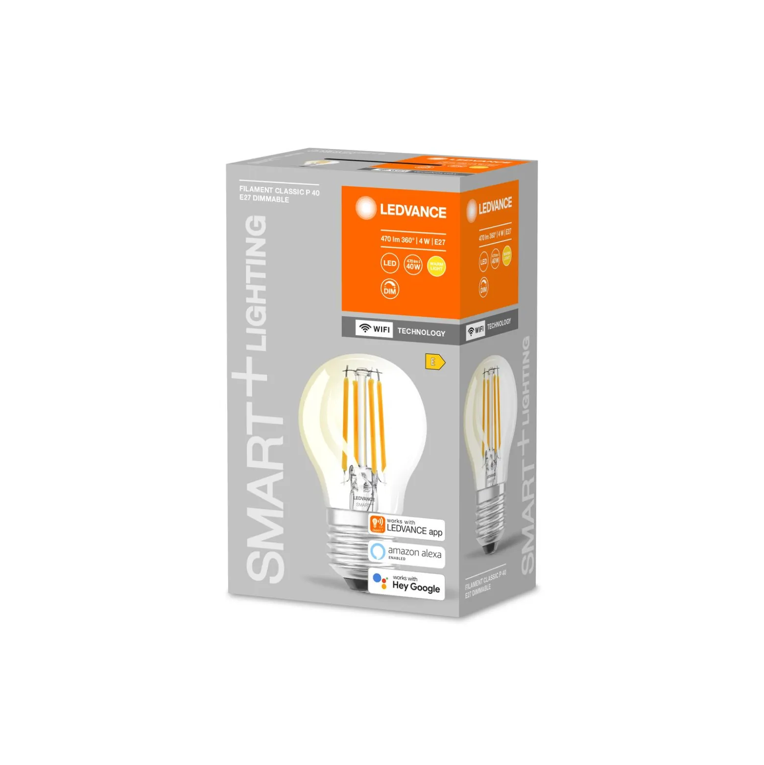 Ledvance Smart+ Wifi E27 Päron Classic Filament 4W 470lm - 827 Extra Varm Vit | Dimbar - Ersättare 40W