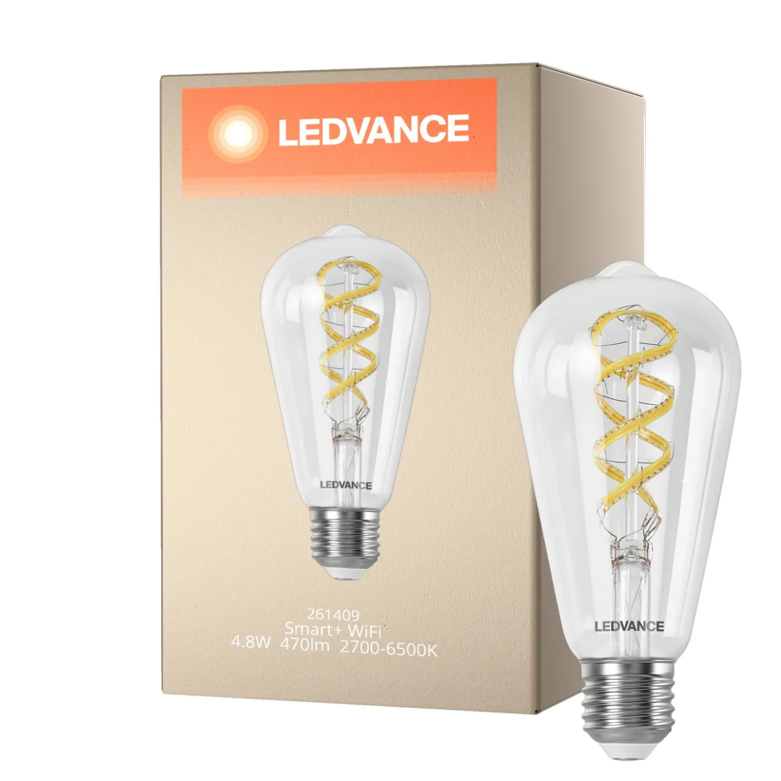 Ledvance Smart+ Wifi E27 ST64 4.8W 470lm - 827-865 Justerbar Vit | RGBW - Dimbar - Ersättare 40W