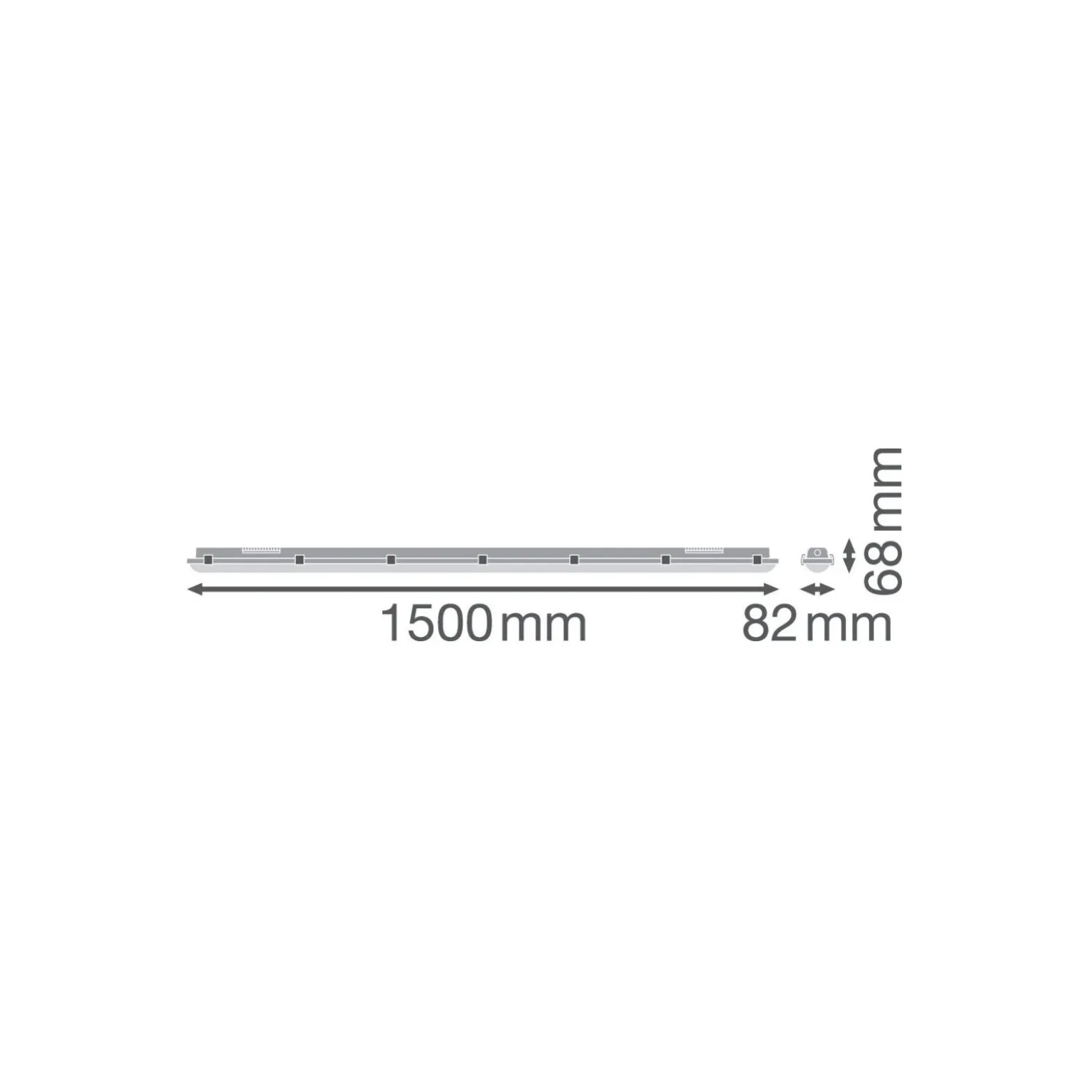 Ledvance Vattentät Allmänbruksarmatur Fukttät HE 5x Kabelgenomföring PC 72.2W 11680lm - 840 Kallvit | 150cm -Ersättare 2x58W