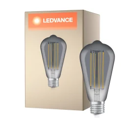 Ledvance Vintage 1906 LED E27 Edison Smoke 11W 500lm - 818 Extra Varm Vit | Dimbar - Ersättare 42W