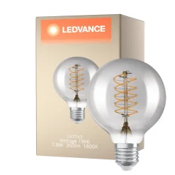 Ledvance Vintage 1906 LED E27 Globe Smoke 7.8W 360lm - 818 Extra Varm Vit | Dimbar - Ersättare 30W