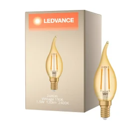 Ledvance Vintage 1906 LED E14 Kronljus Guld 1.5W 120lm - 824 Extra Varm Vit | Ersättare 15W