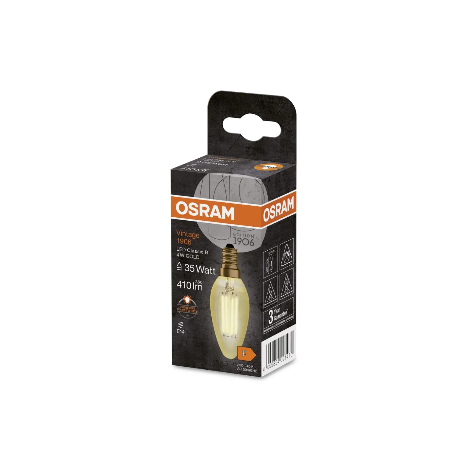 Ledvance Vintage 1906 LED E14 Kronljus Guld 4W 410lm - 824 Extra Varm Vit | Ersättare 35W