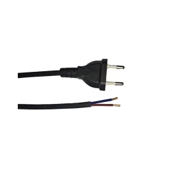 Noxion Euro Strömkabel Svart - C7 Europlug + Öppna ändar - 2m - 2 pole 0,75mm2