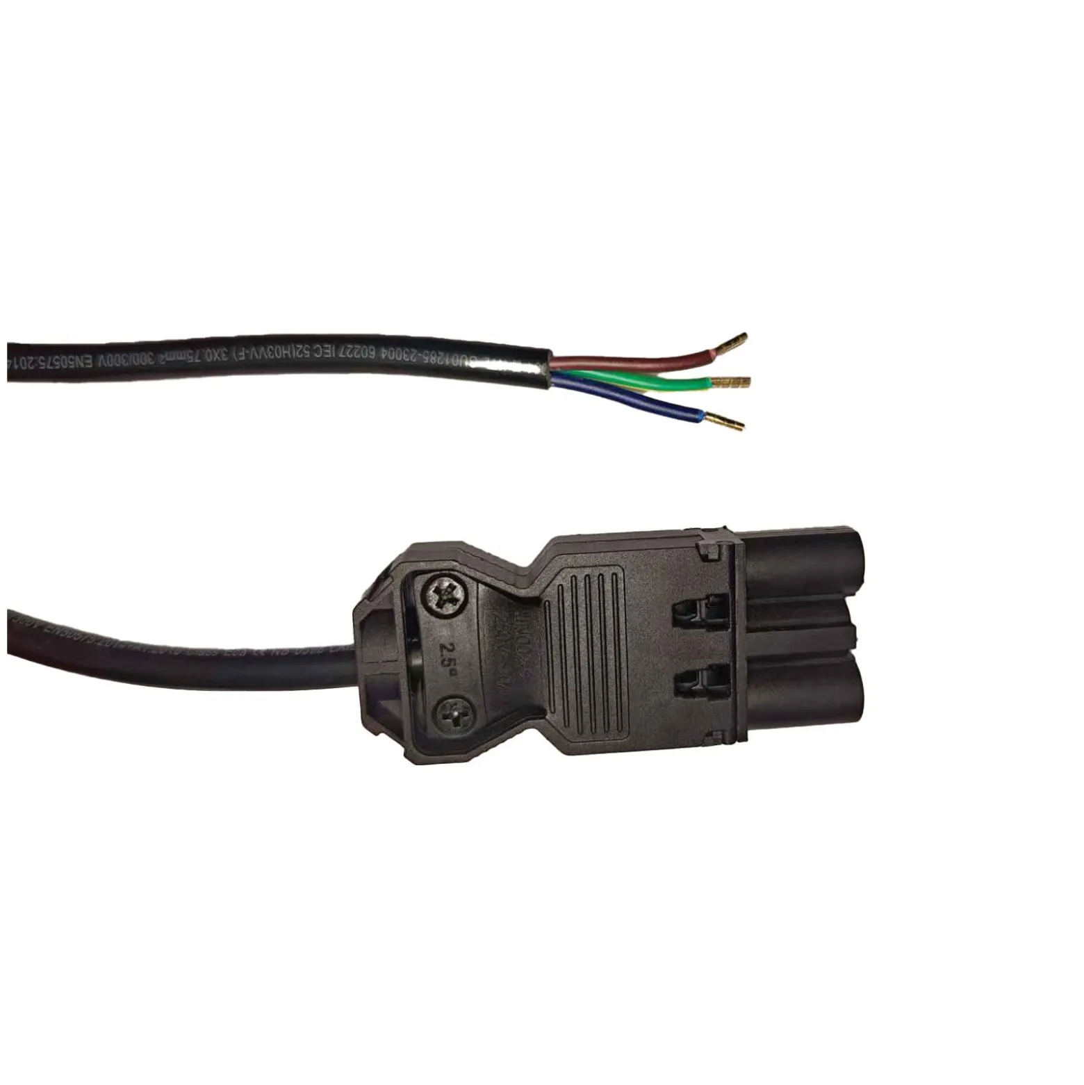 Noxion GST - Kompatibel Strömkabel Svart - Manlig + Öppna ändar - 0,3m - 3 pole 0,75mm2