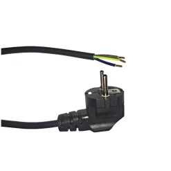 Noxion Power Strömkabel Svart - Schuko Europlug + Öppna ändar - 2m - 3 pole 0,75mm2