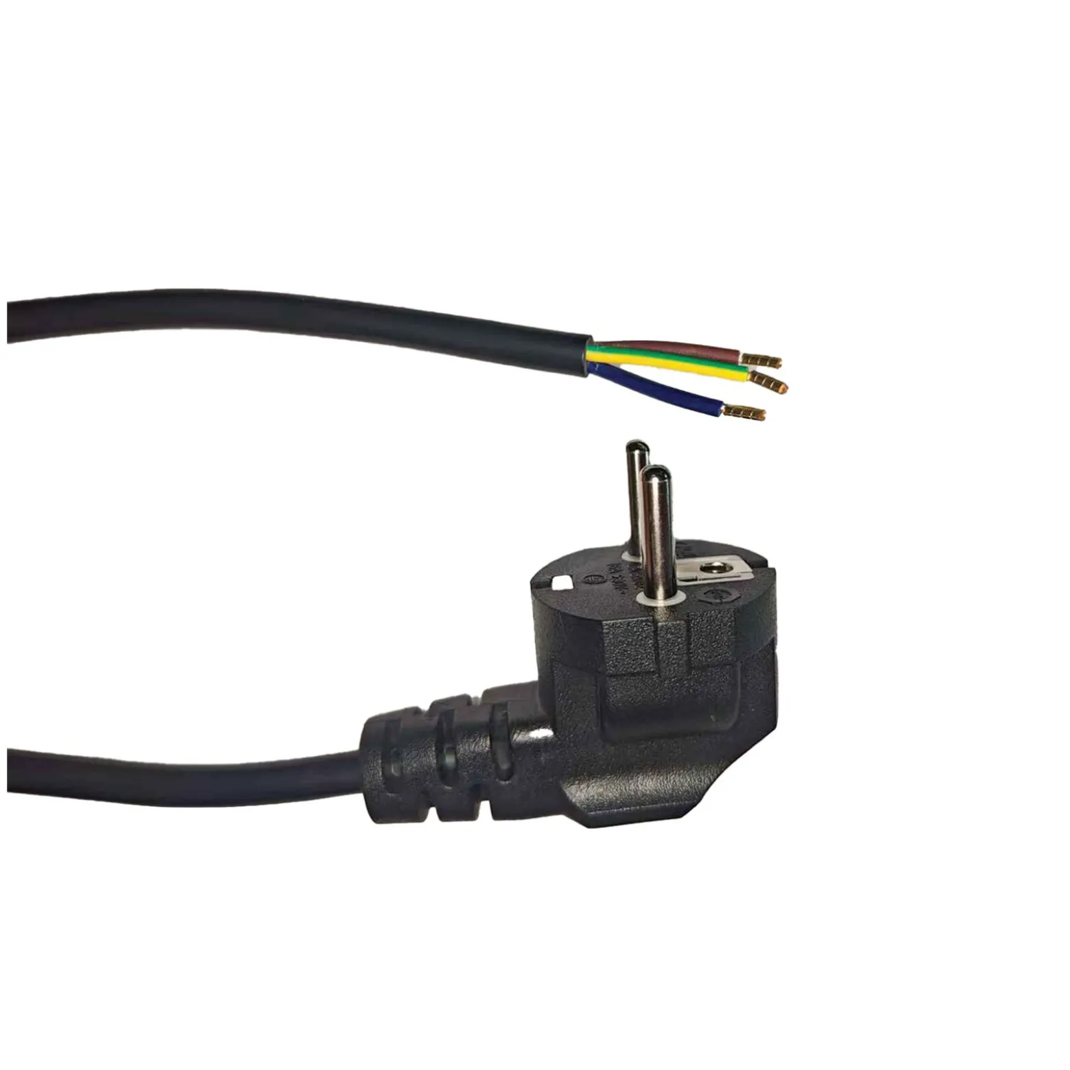 Noxion Power Strömkabel Svart - Schuko Europlug + Öppna ändar - 2m - 3 pole 0,75mm2
