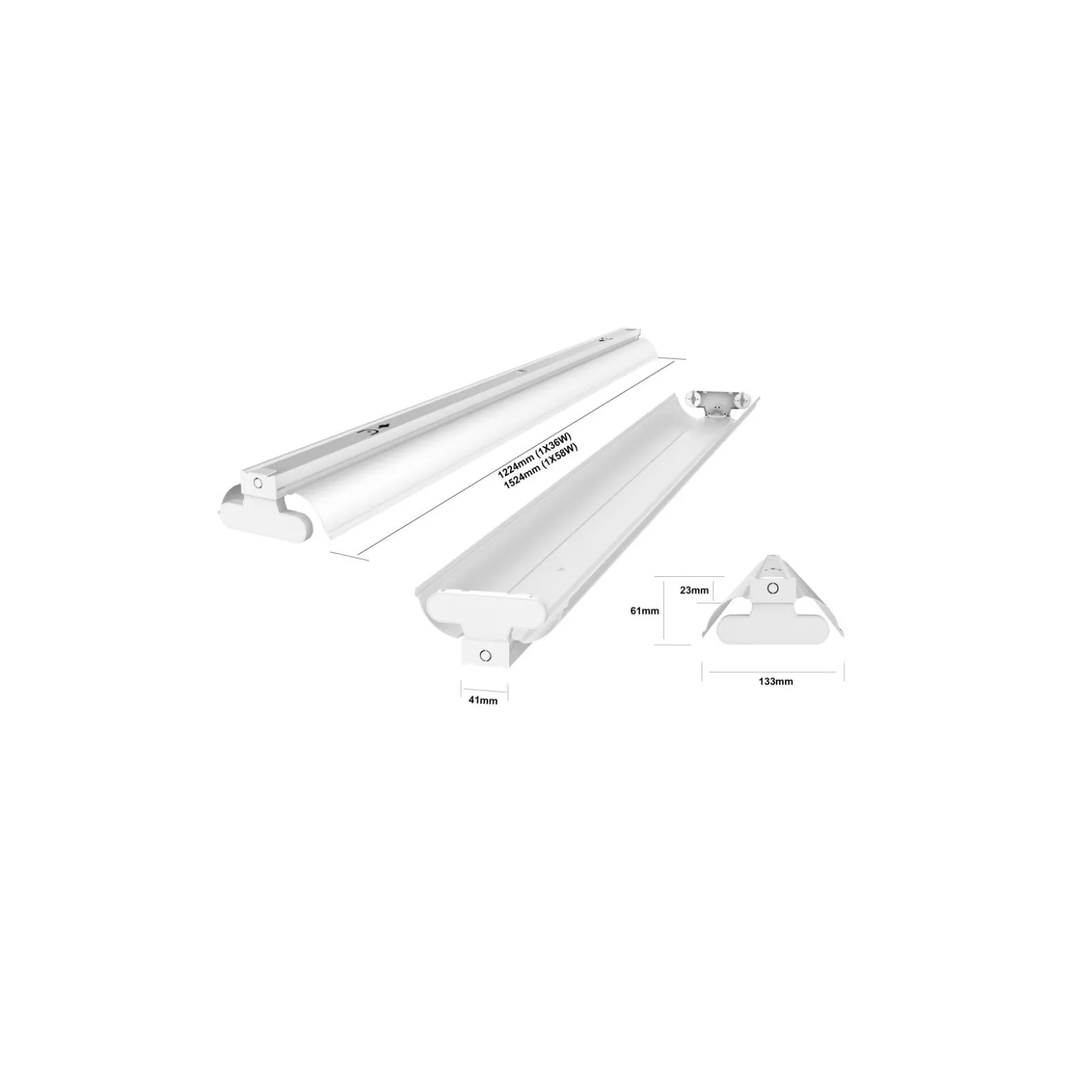 Noxion Allmänbruksarmatur Click Reflektor V2 LED T8 | Passande för 2x 150cm LED Rör