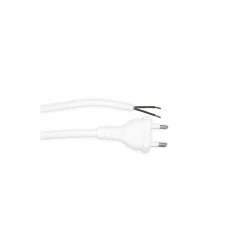 Noxion Euro Strömkabel - C7 Europlug + Öppna ändar - Vit 2m - 2 pole 0,75mm2