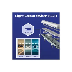 Noxion LED Allmänbruksarmatur Vattentät Poseidon V3.0 30W 3900/4200lm - 830-865 CCT | 120cm - Kabelgenomföring (5x2.5mm2) - Rörelse- Och Ljussensor