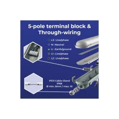Noxion LED Allmänbruksarmatur Vattentät Poseidon V3.0 43W 5590/6020lm - 830-865 CCT | 150cm - Kabelgenomföring (5x2.5mm2) - Rörelse- Och Ljussensor