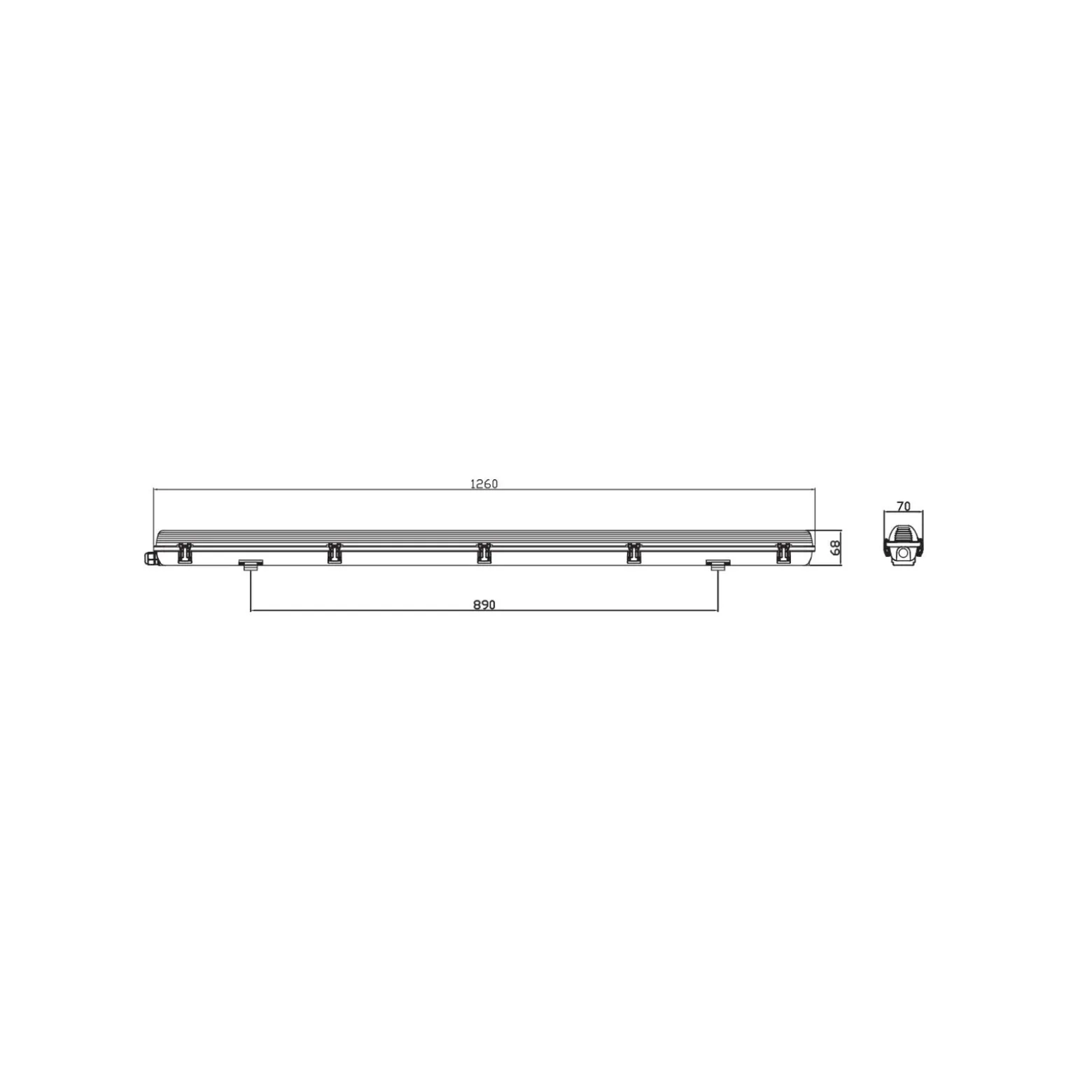 Noxion LED Allmänbruksarmatur Vattentät ArmaturPoseidon V2.0incl. 1x Noxion LED Rör T8 Standard Output 15W 1800lm - 830 Varm Vit | 120cm