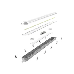 Noxion LED Allmänbruksarmatur Vattentät Poseidon V2.0 43W 6000lm - 840 Kallvit | 150cm - Kabelgenomföring (5x2.5mm2) - Dali Dimbar