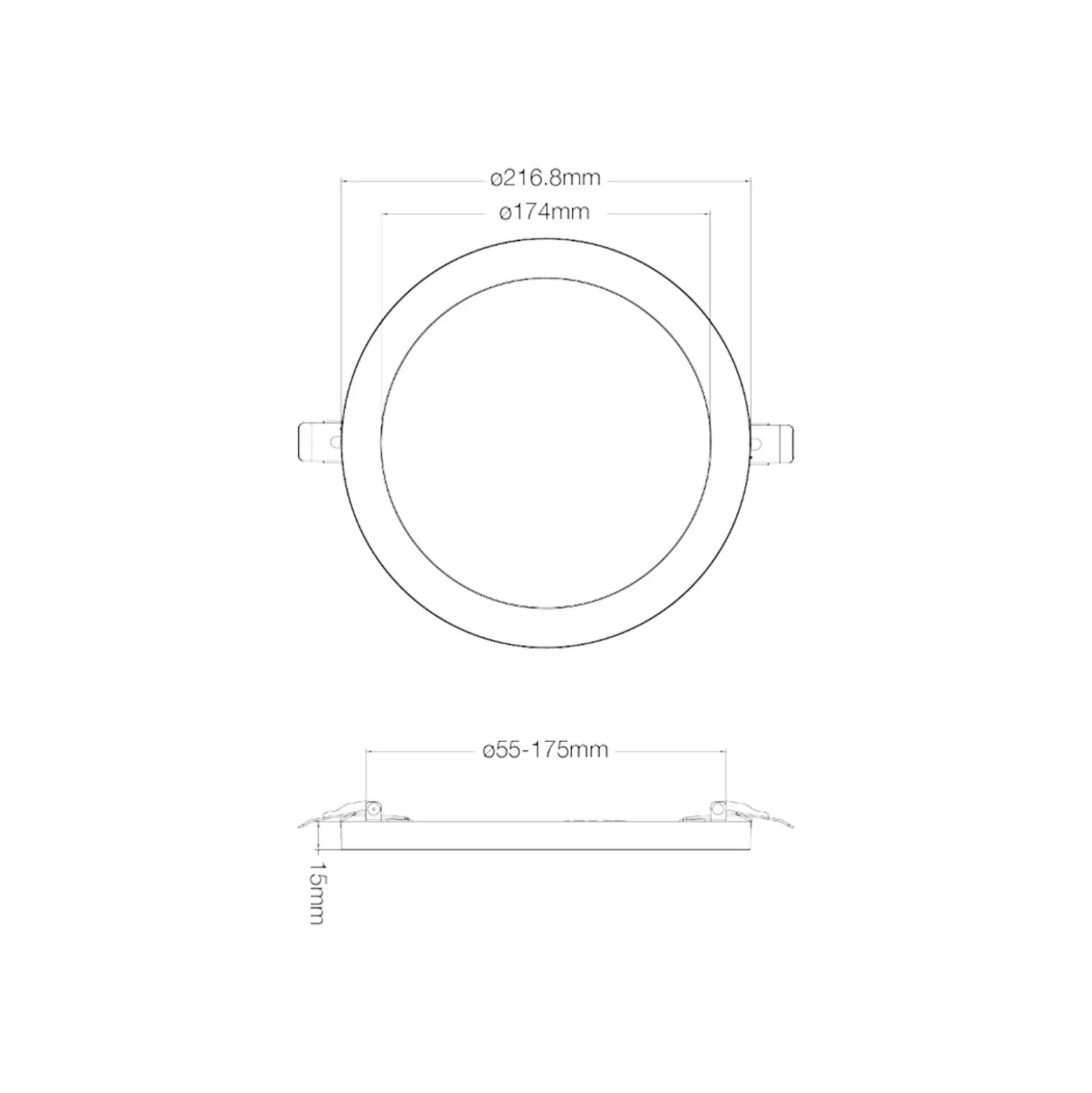 Noxion LED Downlight Ecowhite Svart 18W 1530lm - 830-840-860 CCT | Utskärning 55-175mm - Dimbar