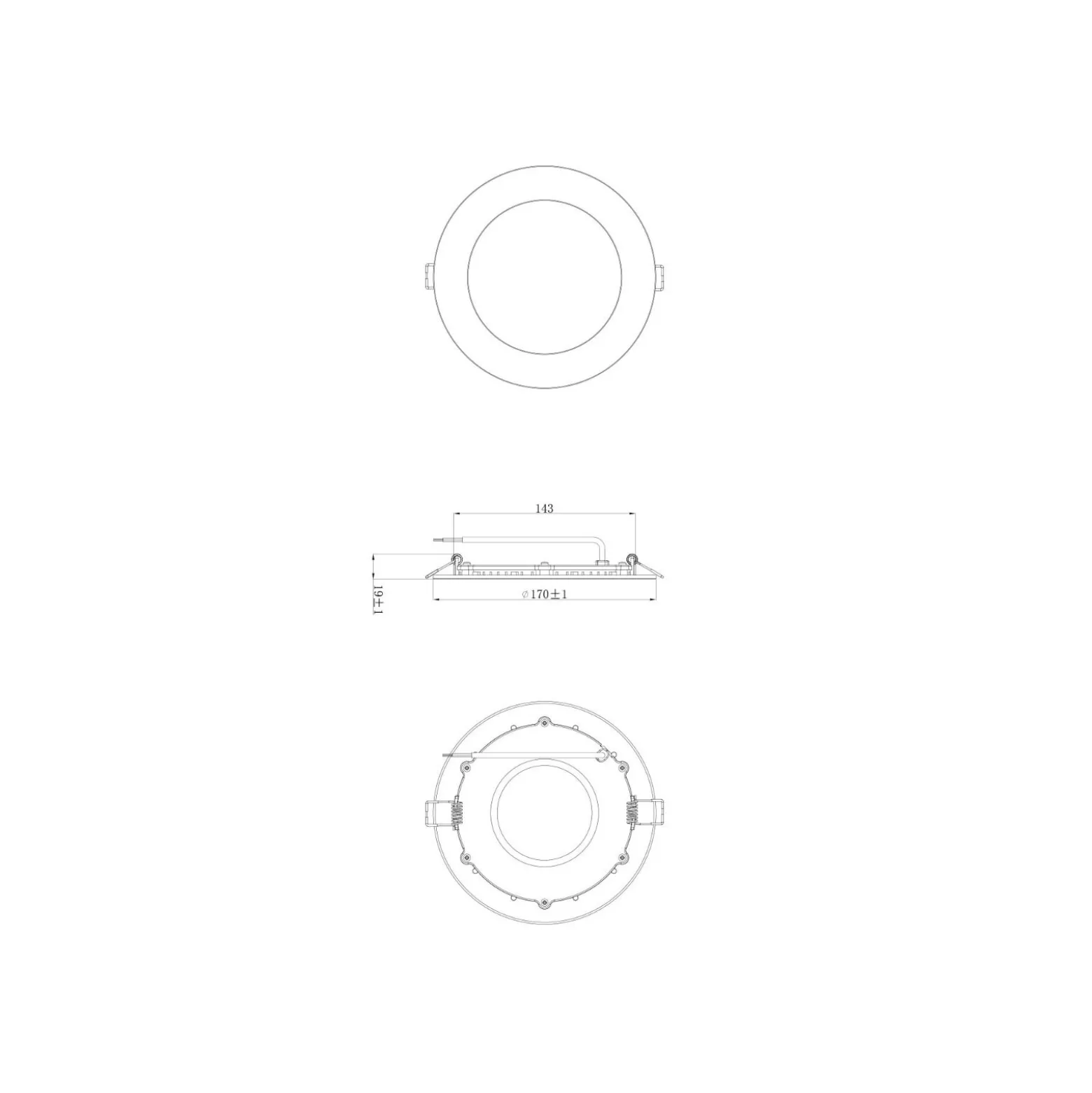Noxion LED Downlight Slim V2.0 12W 1200lm 120D - 830 Varm Vit | 170mm - Utskärning 150mm - IP44 - Dali Dimbar
