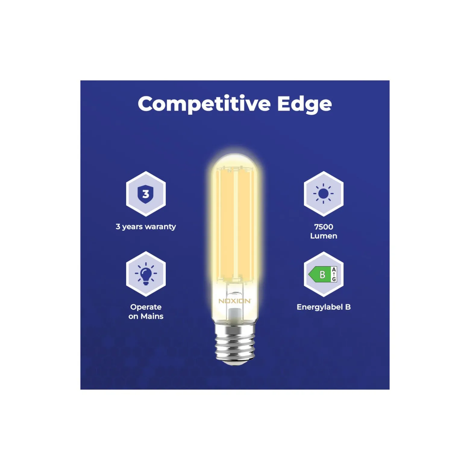 Noxion LED HID Ersättare SON-T/NAV-T Rörformad Filament E40 38W 7500lm - 740 Kallvit | Ersättare 125W