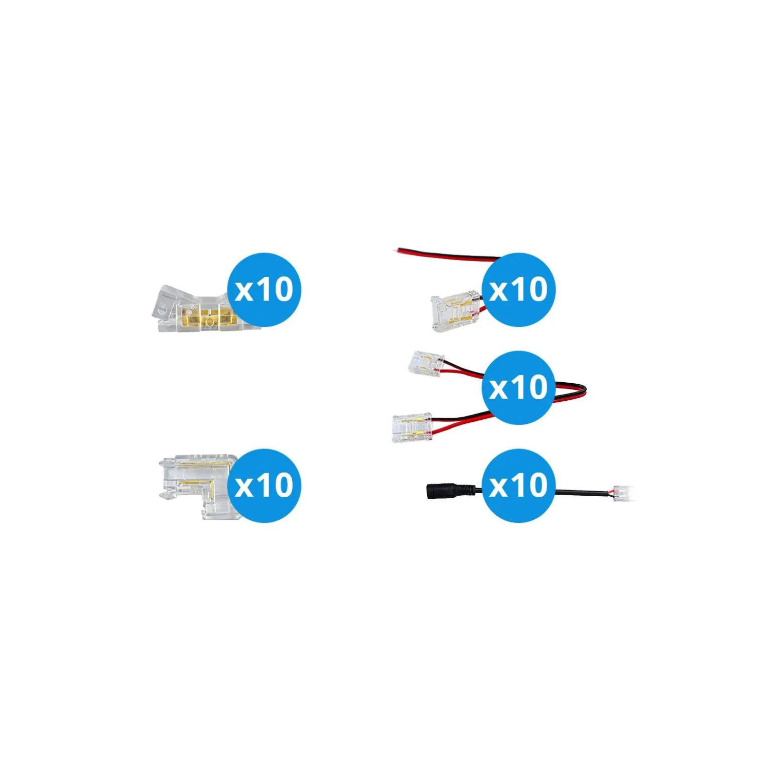 Noxion Led-Ljusslingor Naga - Anslutningsstycke Enkel Färg 10mm - Stor 50st