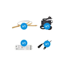 Noxion Led-Ljusslingor Naga 5 Meter Komplett set - Smart Wifi - 24V - 320LEDs/m - COB - 8W/m - 927 Extra Varm Vit | 8mm - IP20 - Bästa Färgåtergivning