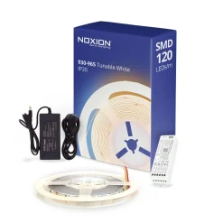 Noxion Led-Ljusslingor Naga 5 Meter Komplett set - Zigbee - 24V - 120LEDs/m - 9.6W/m - 930-965 Justerbar Vit | 8mm - IP20 - Bästa Färgåtergivning - SMD2835