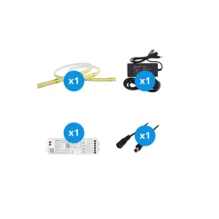 Noxion Led-Ljusslingor Naga 5 Meter Komplett set - Smart Wifi - 24V - 320LEDs/m - COB - 8W/m - 965 Dagsljus | 8mm - IP20 - Bästa Färgåtergivning