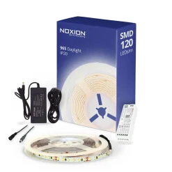 Noxion Led-Ljusslingor Naga 5 Meter Komplett set - Smart Wifi - 24V - 120LEDs/m - 9.6W/m - 965 Dagsljus | 8mm - IP20 - Bästa Färgåtergivning - SMD2835