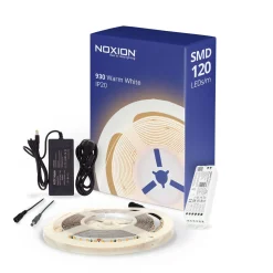 Noxion Led-Ljusslingor Naga 5 Meter Komplett set - Smart Wifi - 24V - 120LEDs/m - 9.6W/m - 930 Varm Vit | 8mm - IP20 - Bästa Färgåtergivning - SMD2835