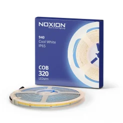 Noxion Led-Ljusslingor Naga 5 Meter 24V - 320LEDs/m - COB - 8W/m - 940 Kallvit | 8mm - IP65 - Bästa Färgåtergivning
