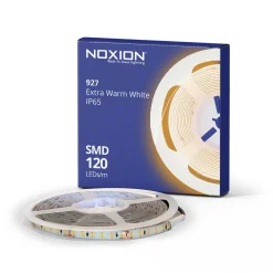 Noxion Led-Ljusslingor Naga 5 Meter 24V - 120LEDs/m - 9.6W/m - 927 Extra Varm Vit | 8mm - IP65 - Bästa Färgåtergivning - SMD2835