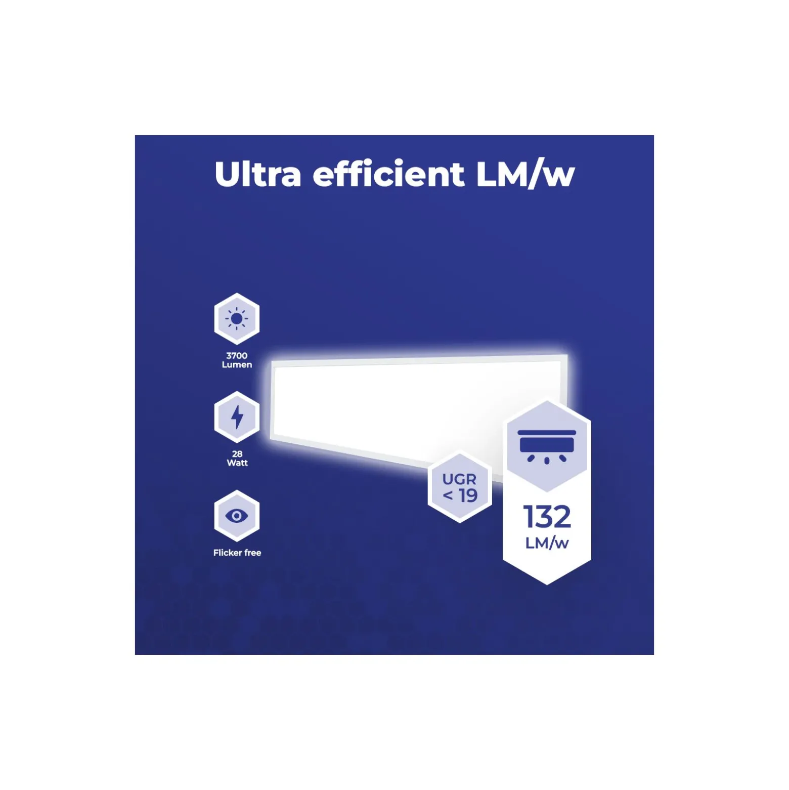 Noxion LED Panel Delta Pro V5 28W 3700lm - 830 Varm Vit | 120x30cm - UGR <19 - Sidelit - TRIAC Dimbar