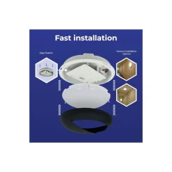 Noxion LED Plafond Pro V2 12/16/20W 2400lm - 830-840-865 CCT | 325mm - IP65 + Ögonlock Ring Svart