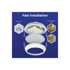 Noxion LED Plafond Pro V2 12/16/20W 2400lm - 830-840-865 CCT| 325mm - IP65 - Rörelse- och Ljussensor - 3 Timmar Nödbelysning + Ring Vit