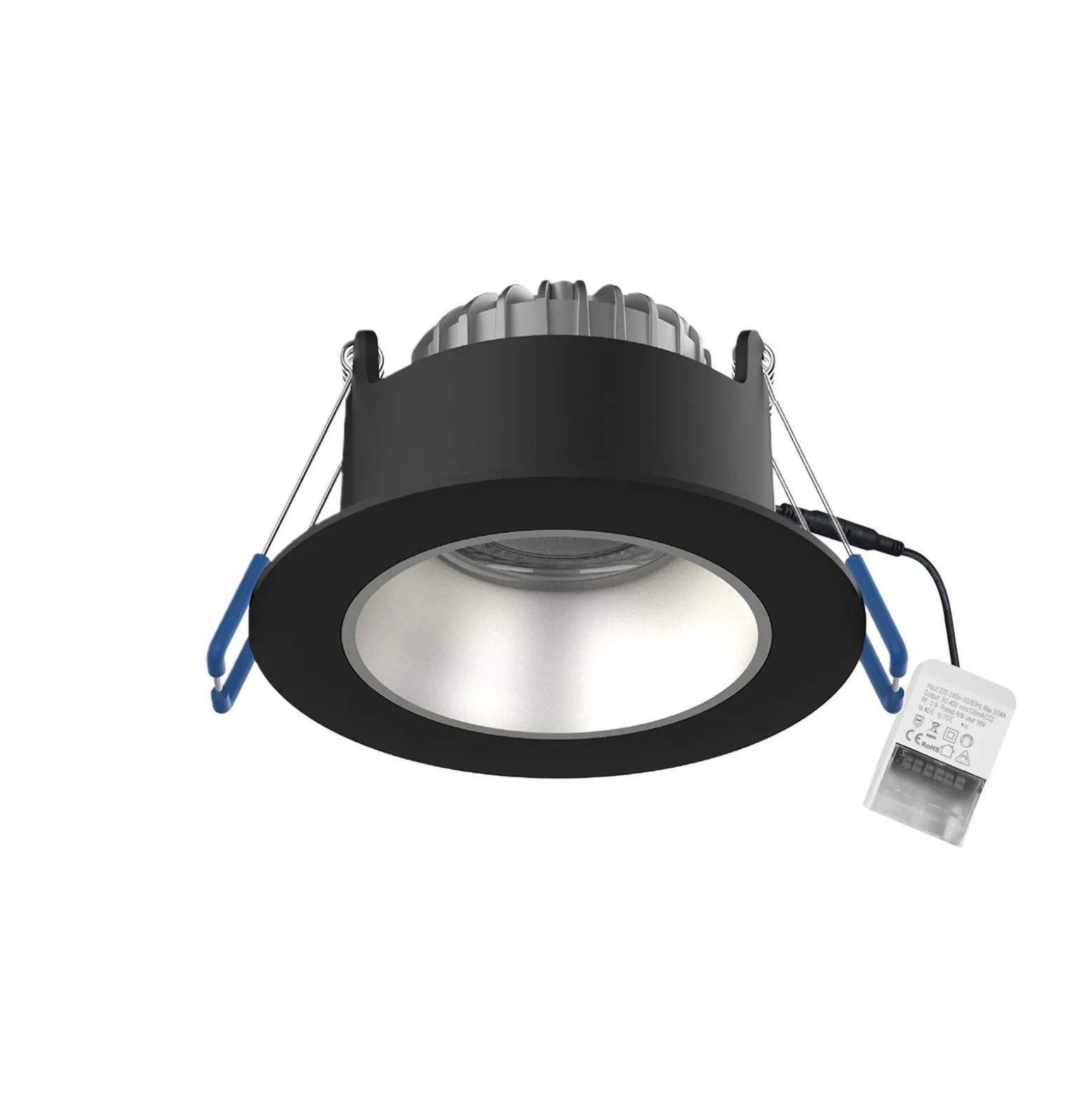Noxion LED Spot Ares Djup ring Svart 6W 540lm 927-940 3CCT - med Inre Ring Silver | Utskärning 68mm