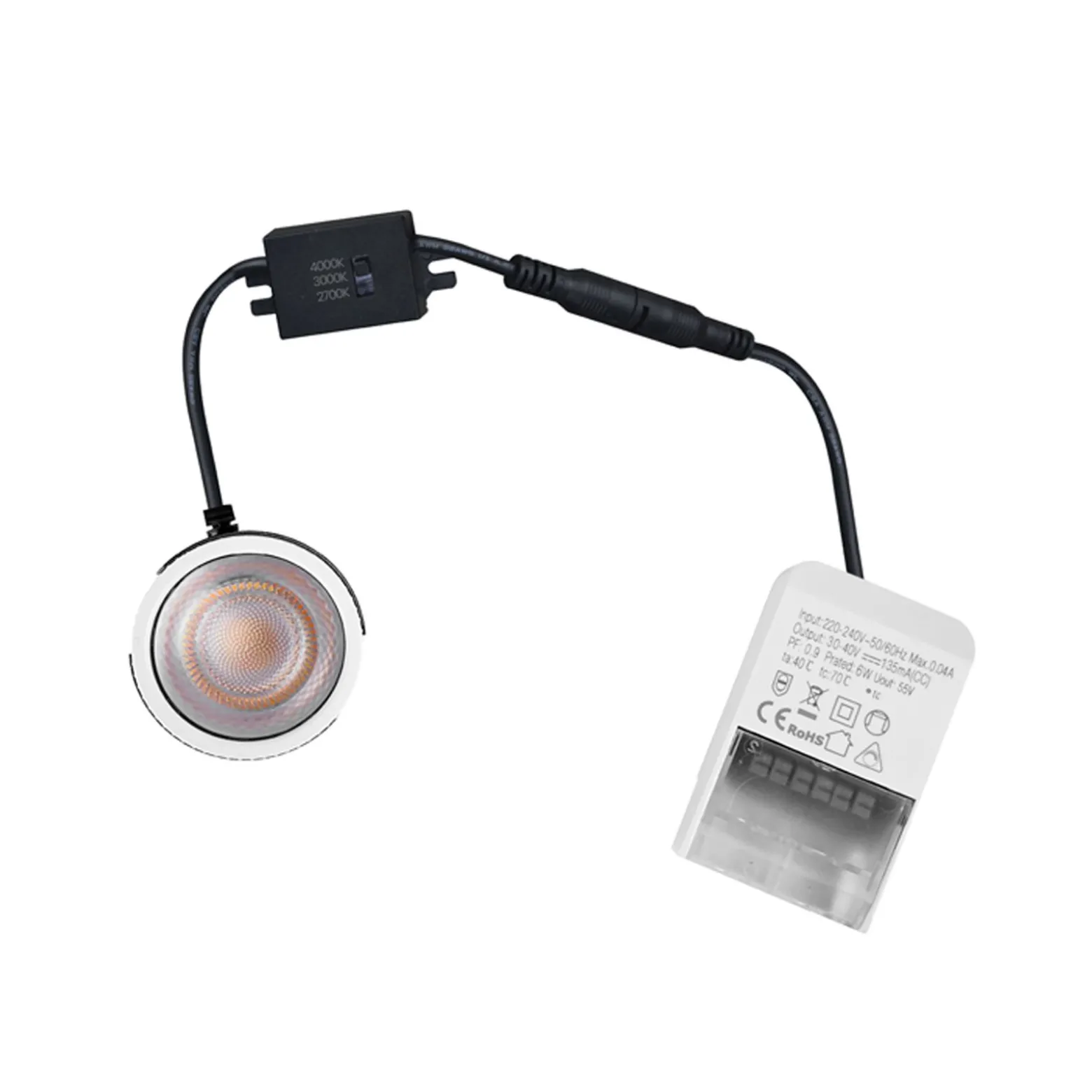 Noxion LED Spot Ares Djup ring Svart 6W 540lm 927-940 3CCT - med Inre Ring Silver | Utskärning 68mm