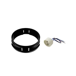 Noxion LED Spot Ares Djup ring Svart - med Inre Ring Silver | Utskärning 68mm - incl. GU10 Fitting