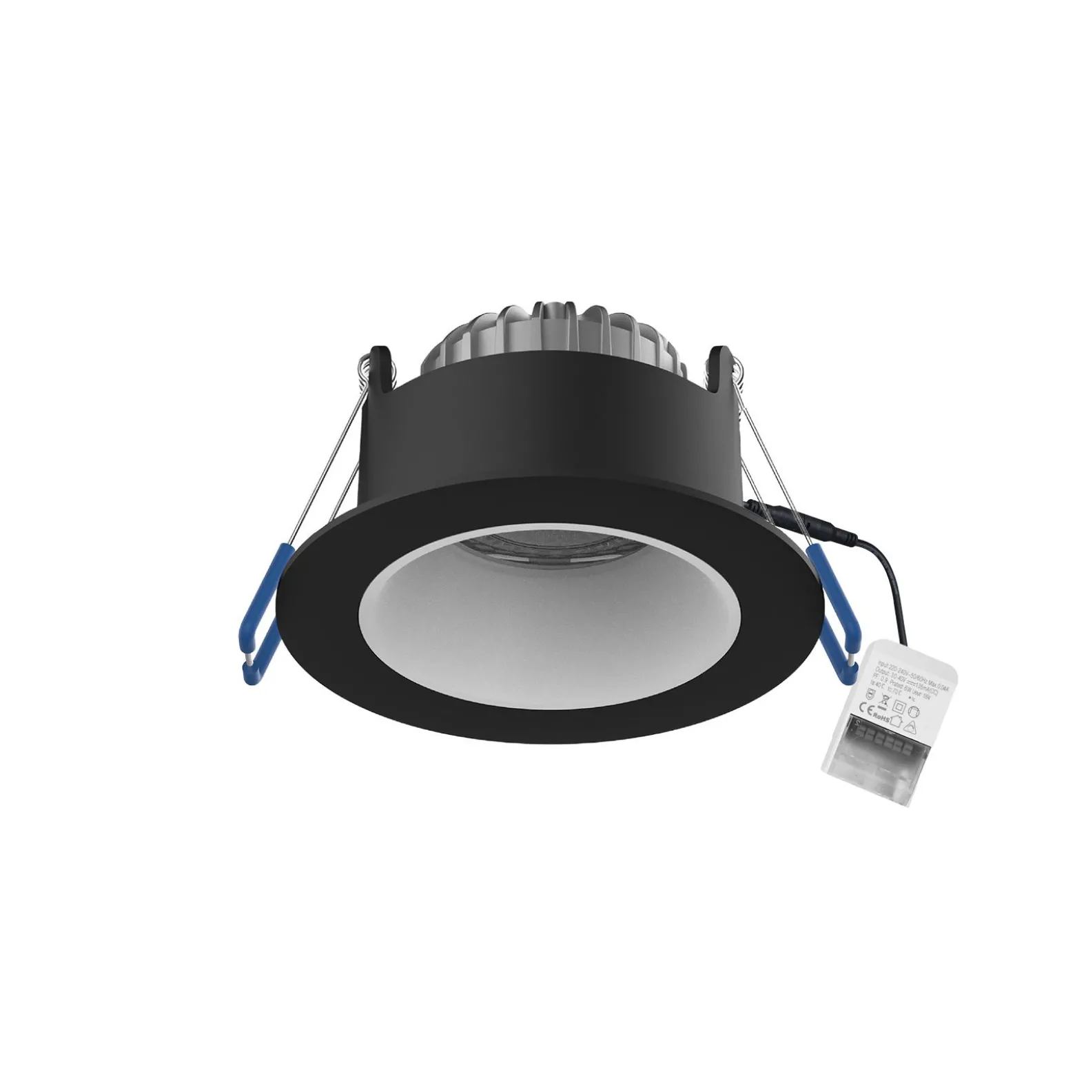 Noxion LED Spot Ares Djup Svart 6W 540lm 927-940 3CCT - med Inre Ring Vit | Utskärning 68mm