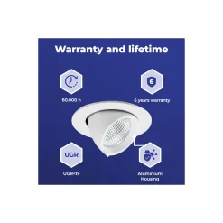 Noxion LED Spot Forza V2 Aluminium Vit 28/32/36/40W - 3300/3700/4100/4500lm 36D - 930-940-957 CCT | 160mm - Utskärning 145mm - Bästa Färgåtergivning